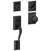 Schlage Addison Sectional Single Cylinder Keyed Entry Handleset with Georgian Knob with Decorative Addison Trim Aged Bronze