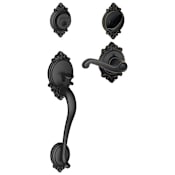 Schlage Brookshire Left Handed Sectional Single Cylinder Keyed Entry Handleset with Flair Lever with Decorative Brookshire Trim Aged Bronze