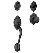 Schlage Brookshire Sectional Single Cylinder Keyed Entry Handleset with Georgian Knob with Decorative Brookshire Trim Aged Bronze