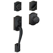 Schlage Camelot Sectional Single Cylinder Keyed Entry Handleset with Georgian Knob with Decorative Camelot Trim Aged Bronze