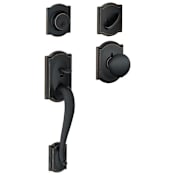 Schlage Camelot Sectional Single Cylinder Keyed Entry Handleset with Plymouth Knob with Decorative Camelot Trim Aged Bronze