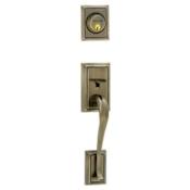 Schlage Double Cylinder Addison Handleset with Bell Interior Knob from the F-Series Antique Brass