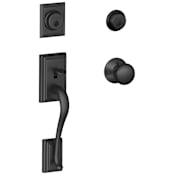 Schlage Double Cylinder Addison Handleset with Plymouth Interior Knob from the F-Series Matte Black