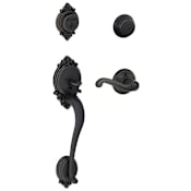 Schlage Brookshire Double Cylinder Handleset with Right Handed Interior Flair Lever from the F-Series Aged Bronze