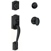 Schlage Double Cylinder Camelot Handleset with Siena Interior Knob from the F-Series Aged Bronze