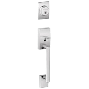 Schlage Century Double Cylinder Handleset with Orbit Interior Knob from the F-Series Bright Chrome
