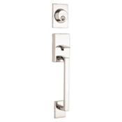 Schlage Left Handed Century Double Cylinder Handleset with Manhattan Interior Lever from the F-Series Satin Chrome