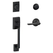 Schlage Century Double Cylinder Handleset with Latitude Interior Lever from the F-Series Aged Bronze