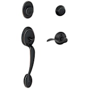 Schlage Plymouth Right Hand Double Cylinder Handleset with Accent Interior Lever from the F-Series Aged Bronze