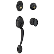 Schlage Plymouth Double Cylinder Handleset with Siena Interior Knob Aged Bronze
