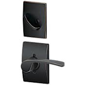 Schlage Merano Left Handed One-Sided Dummy Interior Pack with Century Trim - Exterior Handleset Sold Separately Aged Bronze