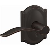 Schlage Custom Pennant Passage or Privacy Door Lever Set with Camelot Trim Aged Bronze