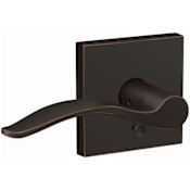 Schlage Custom Pennant Passage or Privacy Door Lever Set with Collins Trim Aged Bronze