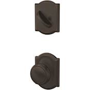 Schlage Custom Andover Single Cylinder Sectional Interior Pack with Camelot Rose - Exterior Handleset Sold Separately Aged Bronze