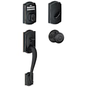 Schlage Camelot Electronic Handleset with Georgian Knob Aged Bronze