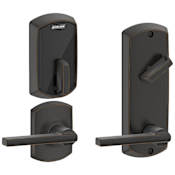 Schlage Greenwich Electronic Keyless Entry Interconnected Locks with Latitude Lever and Control™ Technology Aged Bronze