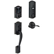 Schlage Connect Camelot Touchscreen Handleset with Accent Lever and Built-in Alarm - Left Handed Aged Bronze