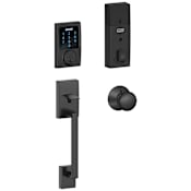 Schlage Connect Century Touchscreen Handleset with Plymouth Knob and Built-in Alarm Matte Black