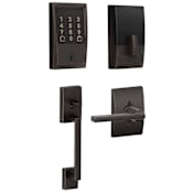 Schlage Encode WiFi Enabled Electronic Keypad Deadbolt with Century Entry Handleset and Latitude Lever Aged Bronze