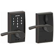 Schlage Century Touch Entry Leverset with Merano Lever Aged Bronze
