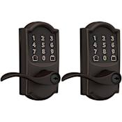 Schlage Encode WiFi Enabled Electronic Keypad Accent Door Lever with Camelot Trim - Pack of 2 Aged Bronze