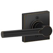Schlage Broadway Non-Turning One-Sided Dummy Door Lever with Decorative Collins Trim from the J-Series Aged Bronze