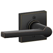 Schlage Solstice Non-Turning One-Sided Dummy Door Lever with Decorative Collins Trim from the J-Series Aged Bronze