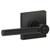 Schlage Broadway Privacy Door Lever Set with Decorative Collins Trim from the J-Series Aged Bronze