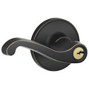 Schlage LaSalle Single Cylinder Keyed Entry Door Lever Set from the J-Series Aged Bronze