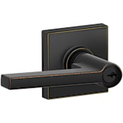 Schlage Solstice Single Cylinder Keyed Entry Door Lever Set with Decorative Collins Trim from the J-Series Aged Bronze