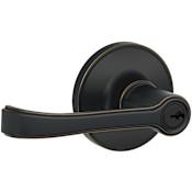 Schlage Torino Single Cylinder Keyed Entry Door Lever Set from the J-Series Aged Bronze