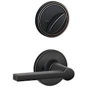 Schlage Single Cylinder Keyed Entry Interior Only Pack with Solstice Lever from the J-Series Aged Bronze