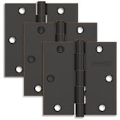 Schlage Pack of Three 3.5" x 3.5" Square Corner Plain Bearing Mortise Hinges Aged Bronze