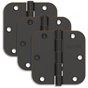 Schlage Pack of Three 3.5" x 3.5" Plain Bearing 5/8" Radius Corner Mortise Hinges Aged Bronze