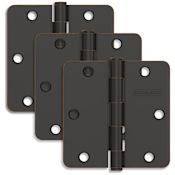 Schlage Pack of Three 3.5" x 3.5" Plain Bearing 1/4" Radius Corner Mortise Hinges Aged Bronze