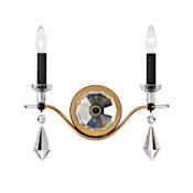 Schonbek Tempest 2 Light 15" Tall Wall Sconce Soft Gold / Black