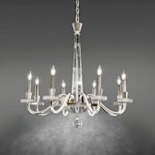 Schonbek Amadeus 8 Light 34" Wide Crystal Candle Style Chandelier Antique Silver