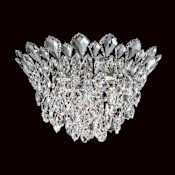 Schonbek Trilliane Strands 4 Light 10-1/2" Tall Flush Mount Ceiling Fixture with Heritage Crystals Polished Stainless Steel
