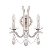 Schonbek Vesca 2 Light 16" Tall Wall Sconce with Heritage Crystals Antique Silver