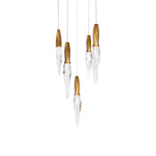 Schonbek Beyond Kindjal 5 Light 17" Wide Switchable Color Temperature LED Optic Crystal Multi Pendant Aged Brass