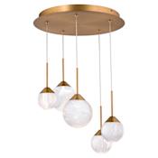Schonbek Beyond Quest 17" Wide LED Crystal Multi Light Pendant with Clear Optic Haze Crystal Aged Brass