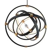 Schonbek Beyond Atomic 37" Wide LED Crystal Pendant Black / Aged Brass