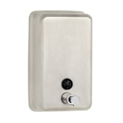 Seachrome CAL Series Vertical Wall Mounted 40 Ounce Liquid Soap Dispenser with Sight Window Satin Stainless