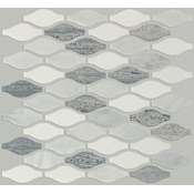 Shaw Chateau Ornament Mosaic - 12-3/8" x 12-3/8" Marque Mosaic Floor Tile - Marble Visual - Sold by Sheet (1.07 SF/Sheet) Bianco Carrara / Blue Grigio / Thassos White