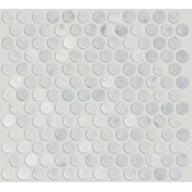 Shaw Chateau Penny Round Mosaic - 11-5/16" x 12" Circle Penny Mosaic Floor Tile - Marble Visual - Sold by Sheet (0.94 SF/Sheet) Bianco Carrara