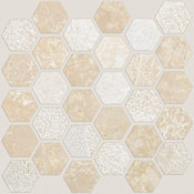 Shaw Boca Hexagon Textured Mosaic - 12" x 12" Sheet Hexagon Geometric Mosaic Floor Tile - Brushed and Polished Visual - Sold by Sheet (1 SF/Sheet) Coastal