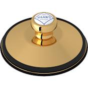 Shaws 3-1/2" Disposal Stopper with Branded Pull Knob Italian Brass