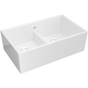 Shaws Shaker 33" Farmhouse Double Basin Fireclay Kitchen Sink White