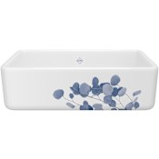 Shaws Lancaster 33" Farmhouse Single Basin Fireclay Kitchen Sink Eucalyptus Blue / Silver