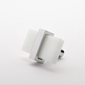 Sietto Adjustable 2 Inch Long Rectangular Cabinet Knob with White Glass Polished Chrome
